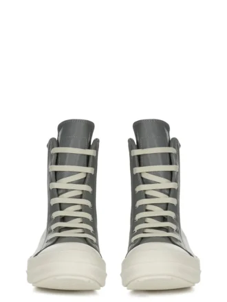 Baskets Rick Owens Concordians automne-hiver 2025 en cuir de vachette pleine fleur indigo délavé/lait/lait RP02E4890LCO-0611