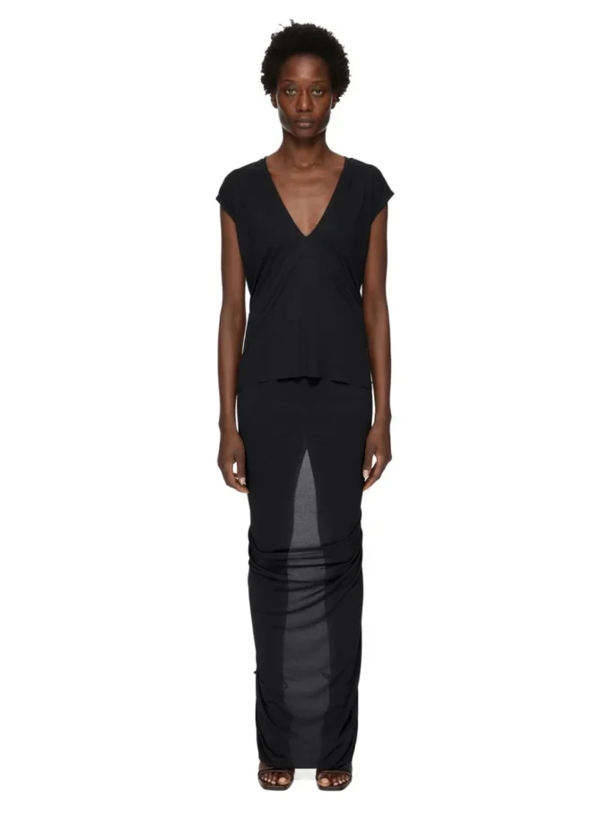 Jupe EVA Rick Owens Lilys Automne-Hiver 2025 Concordians en jersey crêpe de viscose noir LI02E3316CVI-09 Jupe EVA Rick Owens Lilys Automne-Hiver 2025 Concordians en jersey crêpe de viscose noir LI02E3316CVI-09