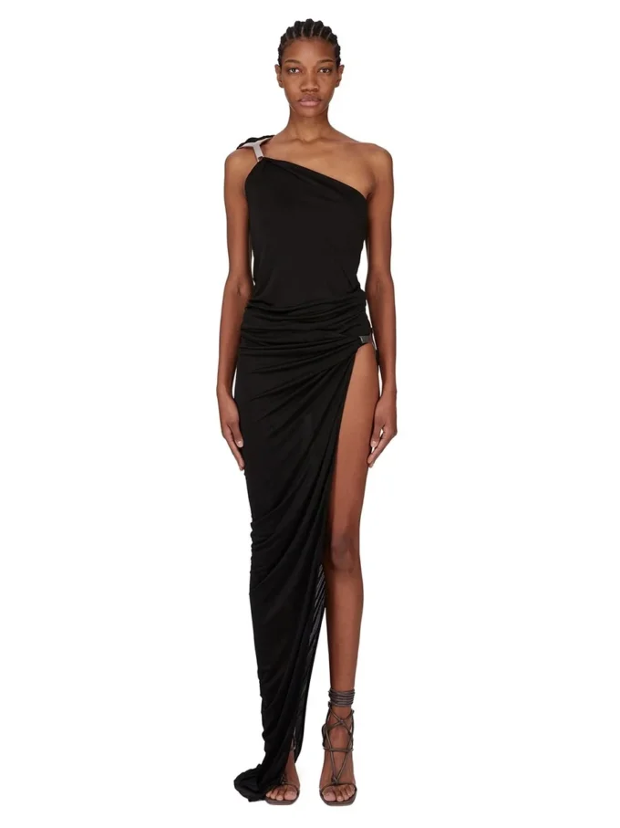 JUPE HYDRA RICK OWENS FW25 CONCORDIANS EN JERSEY DE VISCOSE SATINÉ NOIR. LI02E3315JVS-09 JUPE HYDRA RICK OWENS FW25 CONCORDIANS EN JERSEY DE VISCOSE SATINÉ NOIR. LI02E3315JVS-09