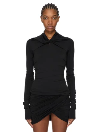 RICK OWENS FW25 CONCORDIANS KAIRO HAUT À MANCHES LONGUES EN JERSEY CRÊPE DE VISCOSE NOIR LI02E3212CVI-09 RICK OWENS FW25 CONCORDIANS KAIRO HAUT À MANCHES LONGUES EN JERSEY CRÊPE DE VISCOSE NOIR LI02E3212CVI-09