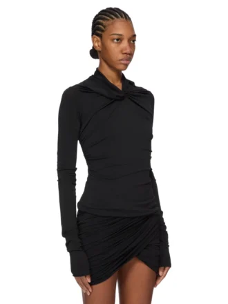 RICK OWENS FW25 CONCORDIANS KAIRO HAUT À MANCHES LONGUES EN JERSEY CRÊPE DE VISCOSE NOIR LI02E3212CVI-09 RICK OWENS FW25 CONCORDIANS KAIRO HAUT À MANCHES LONGUES EN JERSEY CRÊPE DE VISCOSE NOIR LI02E3212CVI-09