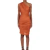 RICK OWENS FW25 CONCORDIANS ROBE AMIRA EN JERSEY DE VISCOSE SATINÉE ORANGE. LI02E3526JVS-153 RICK OWENS FW25 CONCORDIANS ROBE AMIRA EN JERSEY DE VISCOSE SATINÉE ORANGE. LI02E3526JVS-153
