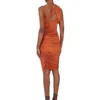 RICK OWENS FW25 CONCORDIANS ROBE AMIRA EN JERSEY DE VISCOSE SATINÉE ORANGE. LI02E3526JVS-153 RICK OWENS FW25 CONCORDIANS ROBE AMIRA EN JERSEY DE VISCOSE SATINÉE ORANGE. LI02E3526JVS-153