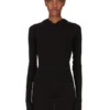RICK OWENS FW25 CONCORDIANS T-SHIRT À MANCHES LONGUES COURTES À CAPUCHE COURTE EN JERSEY COURTE NOIR RAININO. RP02E4210RJR-09 RICK OWENS FW25 CONCORDIANS T-SHIRT À MANCHES LONGUES COURTES À CAPUCHE COURTE EN JERSEY COURTE NOIR RAININO. RP02E4210RJR-09