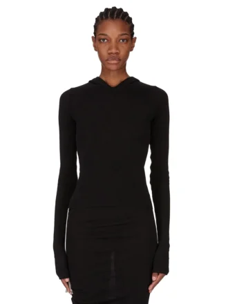 RICK OWENS FW25 CONCORDIANS T-SHIRT À MANCHES LONGUES COURTES À CAPUCHE COURTE EN JERSEY COURTE NOIR RAININO. RP02E4210RJR-09 RICK OWENS FW25 CONCORDIANS T-SHIRT À MANCHES LONGUES COURTES À CAPUCHE COURTE EN JERSEY COURTE NOIR RAININO. RP02E4210RJR-09