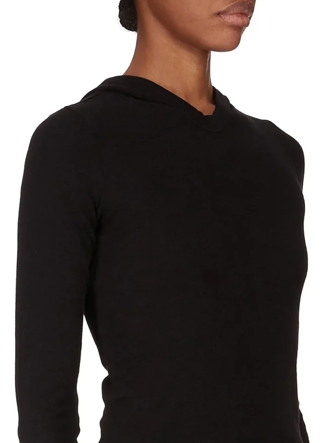 RICK OWENS FW25 CONCORDIANS T-SHIRT À MANCHES LONGUES COURTES À CAPUCHE COURTE EN JERSEY COURTE NOIR RAININO. RP02E4210RJR-09 RICK OWENS FW25 CONCORDIANS T-SHIRT À MANCHES LONGUES COURTES À CAPUCHE COURTE EN JERSEY COURTE NOIR RAININO. RP02E4210RJR-09