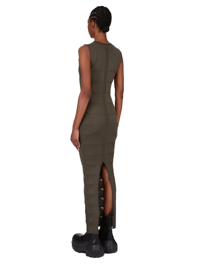 Robe débardeur Rick Owens automne-hiver 2025 Concordians, motif Bosco, maille Rasato légère RP02E4676MLK-25 Robe débardeur Rick Owens automne-hiver 2025 Concordians, motif Bosco, maille Rasato légère RP02E4676MLK-25