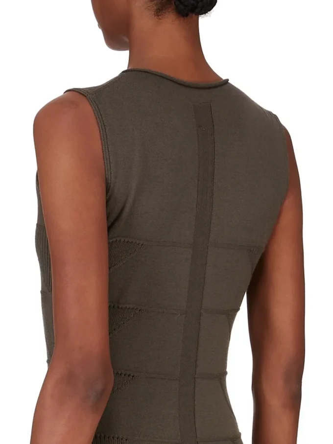 Robe débardeur Rick Owens automne-hiver 2025 Concordians, motif Bosco, maille Rasato légère RP02E4676MLK-25 Robe débardeur Rick Owens automne-hiver 2025 Concordians, motif Bosco, maille Rasato légère RP02E4676MLK-25
