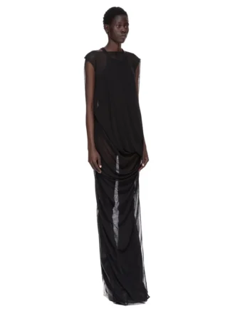 Robe RICK OWENS FW25 CONCORDIANS NOUVEAU en jersey de laine transparent noir. RP02E4574JWR-09 Robe RICK OWENS FW25 CONCORDIANS NOUVEAU en jersey de laine transparent noir. RP02E4574JWR-09