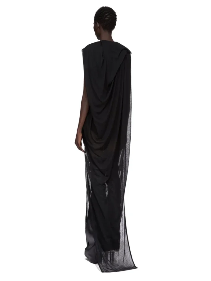 Robe RICK OWENS FW25 CONCORDIANS NOUVEAU en jersey de laine transparent noir. RP02E4574JWR-09 Robe RICK OWENS FW25 CONCORDIANS NOUVEAU en jersey de laine transparent noir. RP02E4574JWR-09