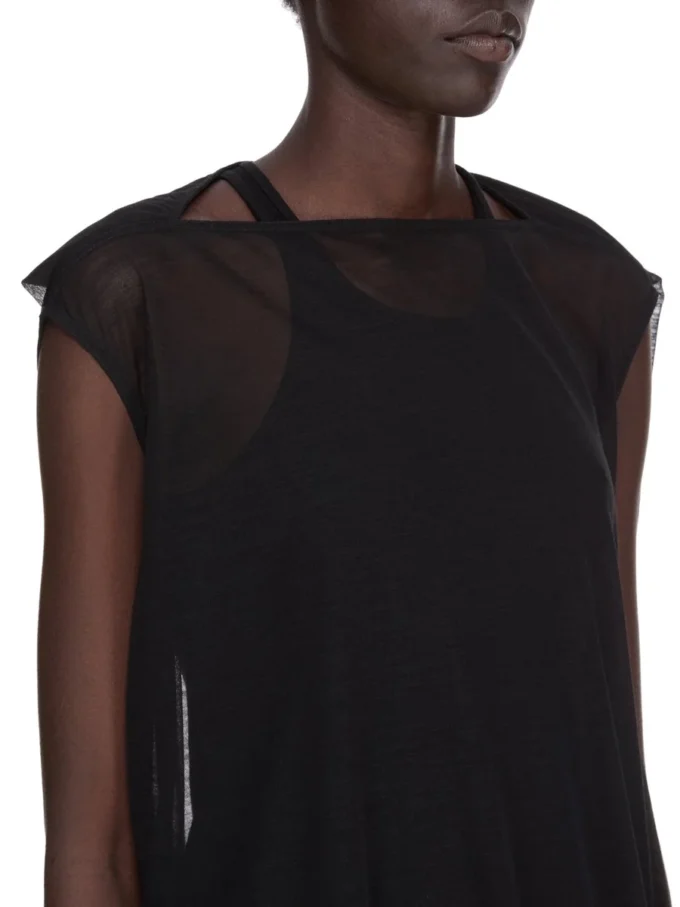 Robe RICK OWENS FW25 CONCORDIANS NOUVEAU en jersey de laine transparent noir. RP02E4574JWR-09 Robe RICK OWENS FW25 CONCORDIANS NOUVEAU en jersey de laine transparent noir. RP02E4574JWR-09