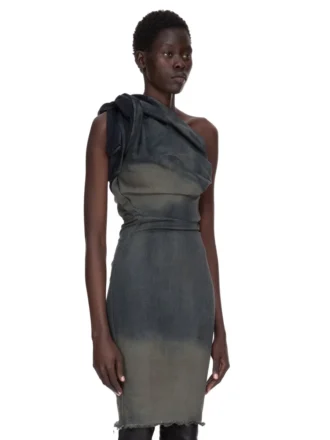 Robe Twist RICK OWENS FW25 CONCORDIANS en denim stretch dégradé DRKDUST. RP02E4521SDKDEG-78D