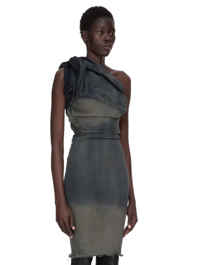 Robe Twist RICK OWENS FW25 CONCORDIANS en denim stretch dégradé DRKDUST. RP02E4521SDKDEG-78D Robe Twist RICK OWENS FW25 CONCORDIANS en denim stretch dégradé DRKDUST. RP02E4521SDKDEG-78D