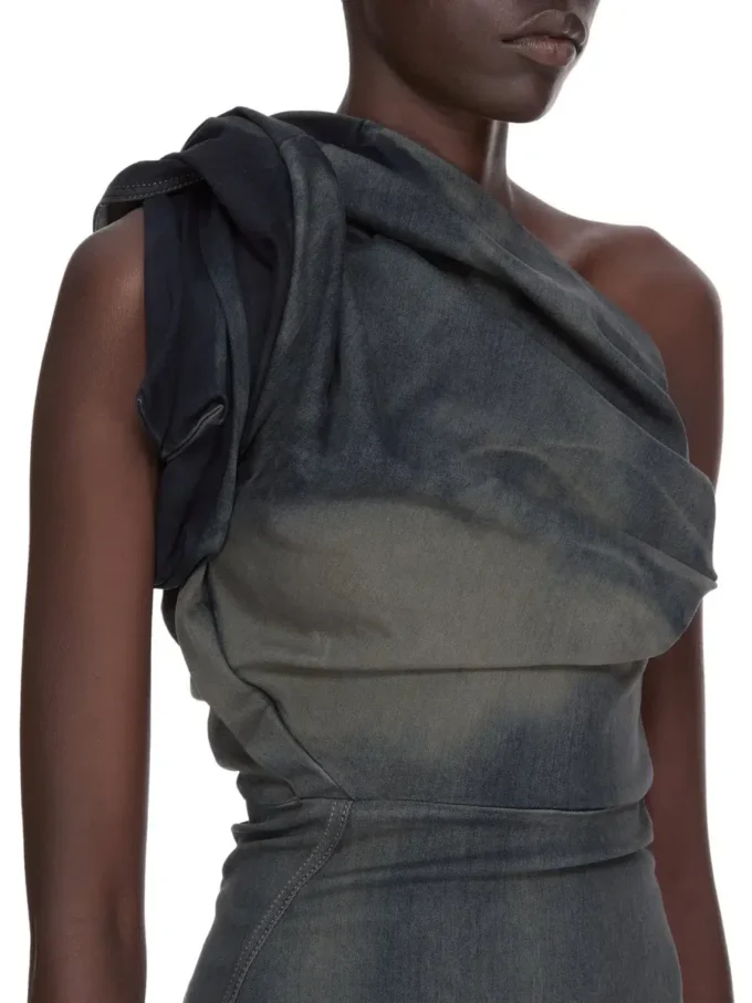 Robe Twist RICK OWENS FW25 CONCORDIANS en denim stretch dégradé DRKDUST. RP02E4521SDKDEG-78D Robe Twist RICK OWENS FW25 CONCORDIANS en denim stretch dégradé DRKDUST. RP02E4521SDKDEG-78D