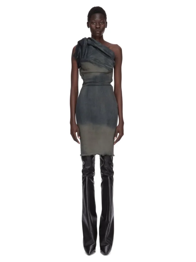 Robe Twist RICK OWENS FW25 CONCORDIANS en denim stretch dégradé DRKDUST. RP02E4521SDKDEG-78D Robe Twist RICK OWENS FW25 CONCORDIANS en denim stretch dégradé DRKDUST. RP02E4521SDKDEG-78D