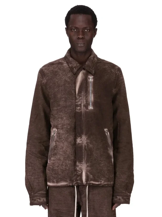 VESTE DRKSHDW FW25 CONCORDIANS À FERMETURE ÉCLAIR DISSIMULÉE EN COTON BROSSÉ DRKDUST. DU02E7775BMO-78