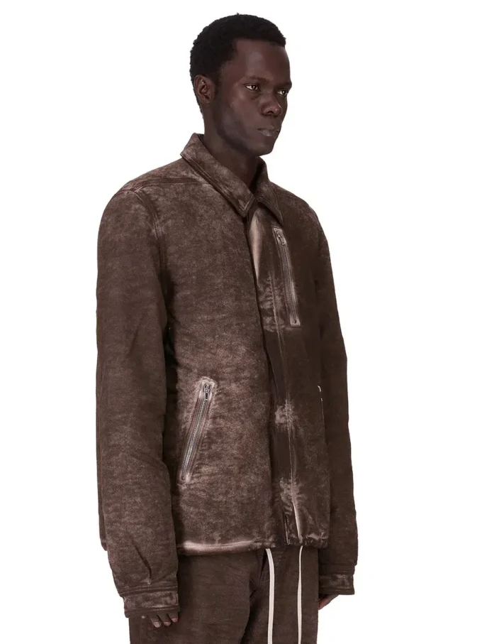 VESTE DRKSHDW FW25 CONCORDIANS À FERMETURE ÉCLAIR DISSIMULÉE EN COTON BROSSÉ DRKDUST. DU02E7775BMO-78