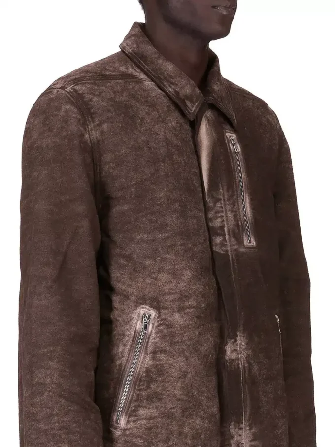 VESTE DRKSHDW FW25 CONCORDIANS À FERMETURE ÉCLAIR DISSIMULÉE EN COTON BROSSÉ DRKDUST. DU02E7775BMO-78