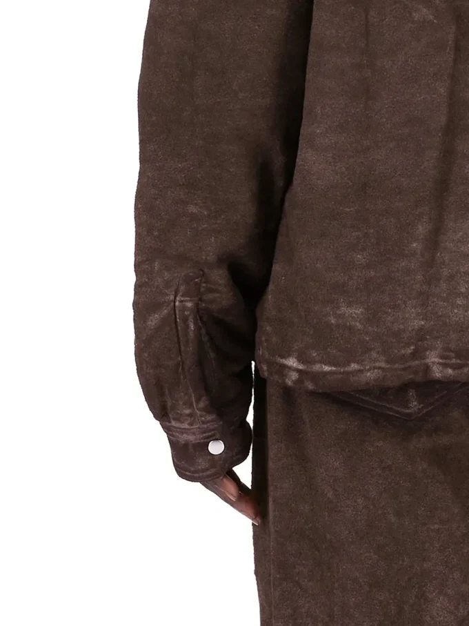 VESTE DRKSHDW FW25 CONCORDIANS À FERMETURE ÉCLAIR DISSIMULÉE EN COTON BROSSÉ DRKDUST. DU02E7775BMO-78