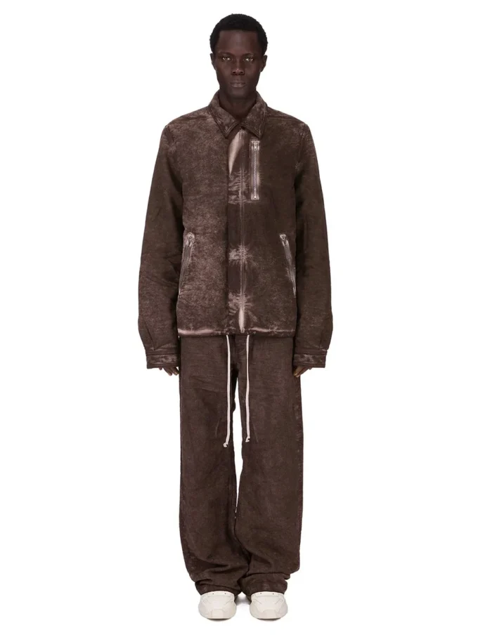 VESTE DRKSHDW FW25 CONCORDIANS À FERMETURE ÉCLAIR DISSIMULÉE EN COTON BROSSÉ DRKDUST. DU02E7775BMO-78